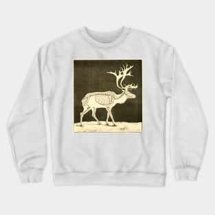 Reindeer Skeleton Vintage Illustration Crewneck Sweatshirt